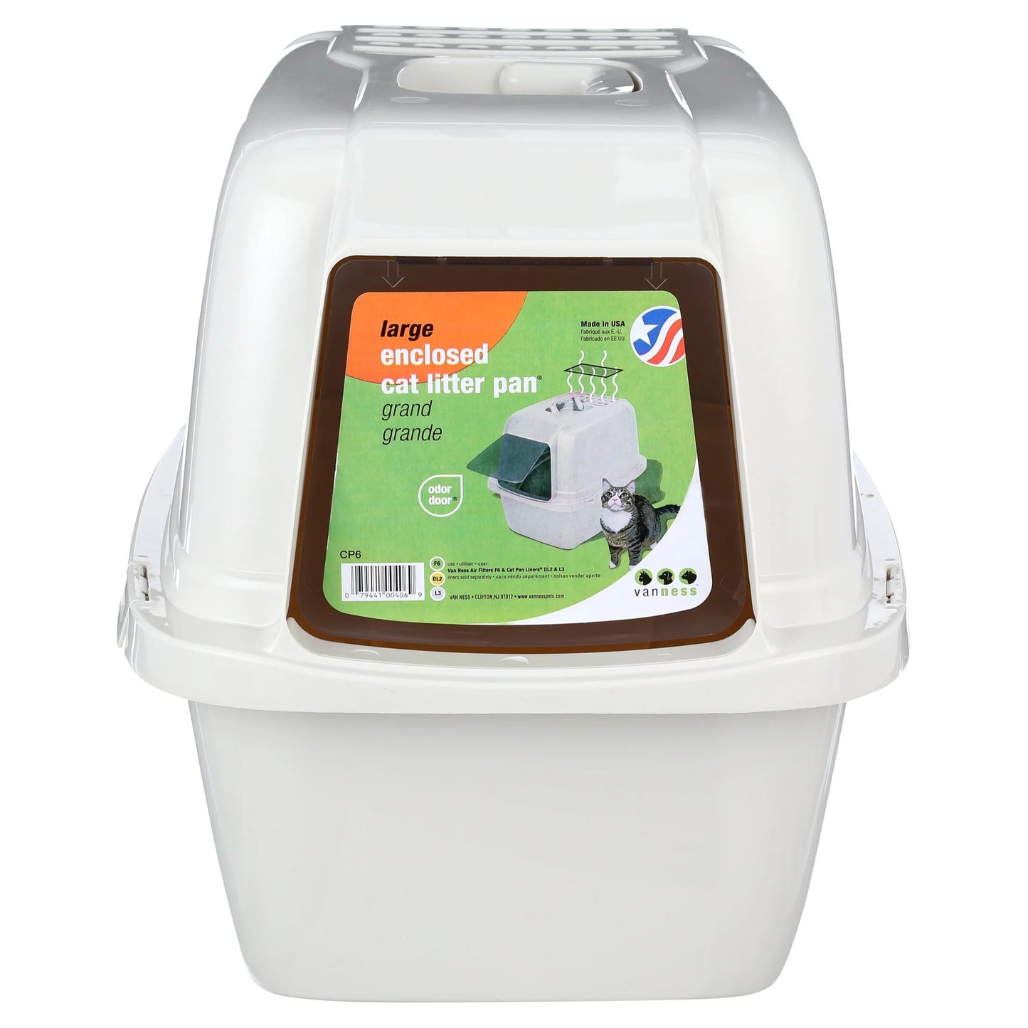 Van Ness Pets Odor Control Large Enclosed Cat Litter Box, Hooded, Pearl, CP6