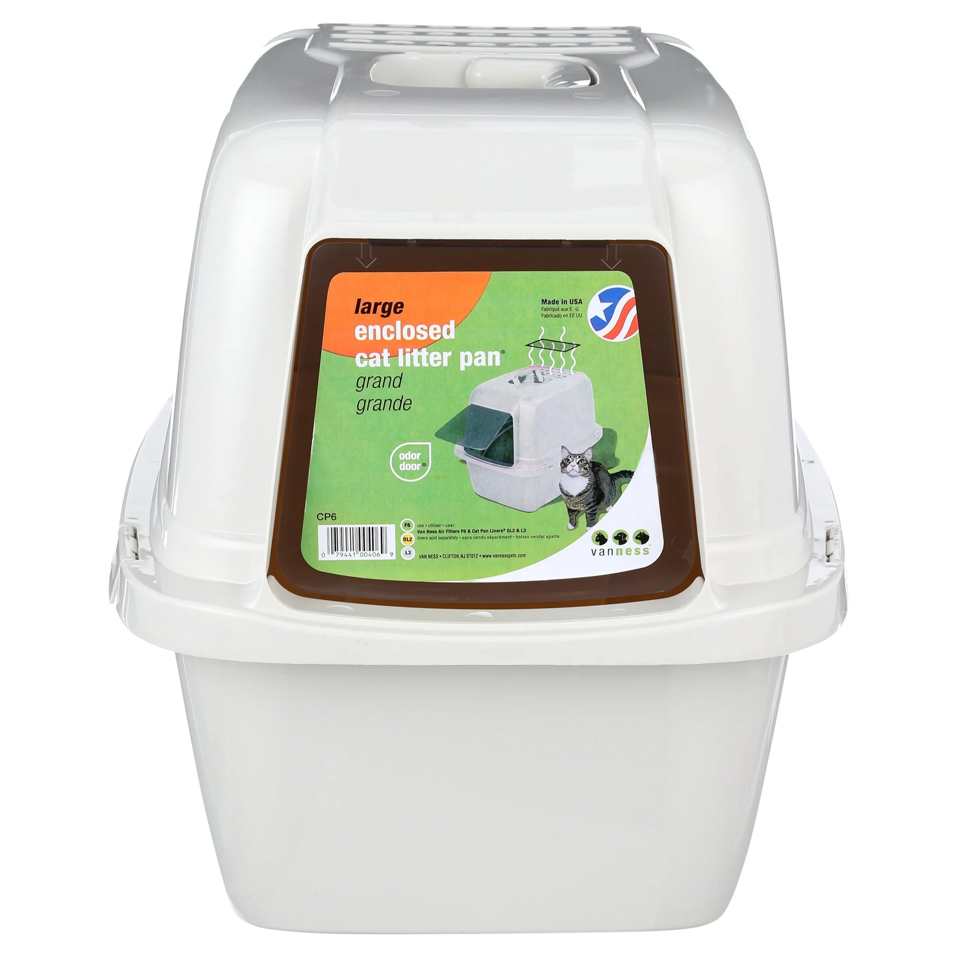 Van Ness Pets Odor Control Large Enclosed Cat Litter Box, Hooded, Pearl, CP6