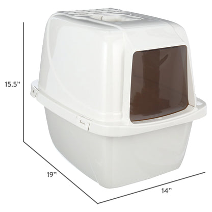 Van Ness Pets Odor Control Large Enclosed Cat Litter Box, Hooded, Pearl, CP6